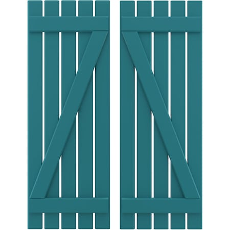 Americraft 5-Board (2 Batten) Wood Spaced Board-n-Batten Shutters W/ Z-Bar, ARW102SB519X59ANH